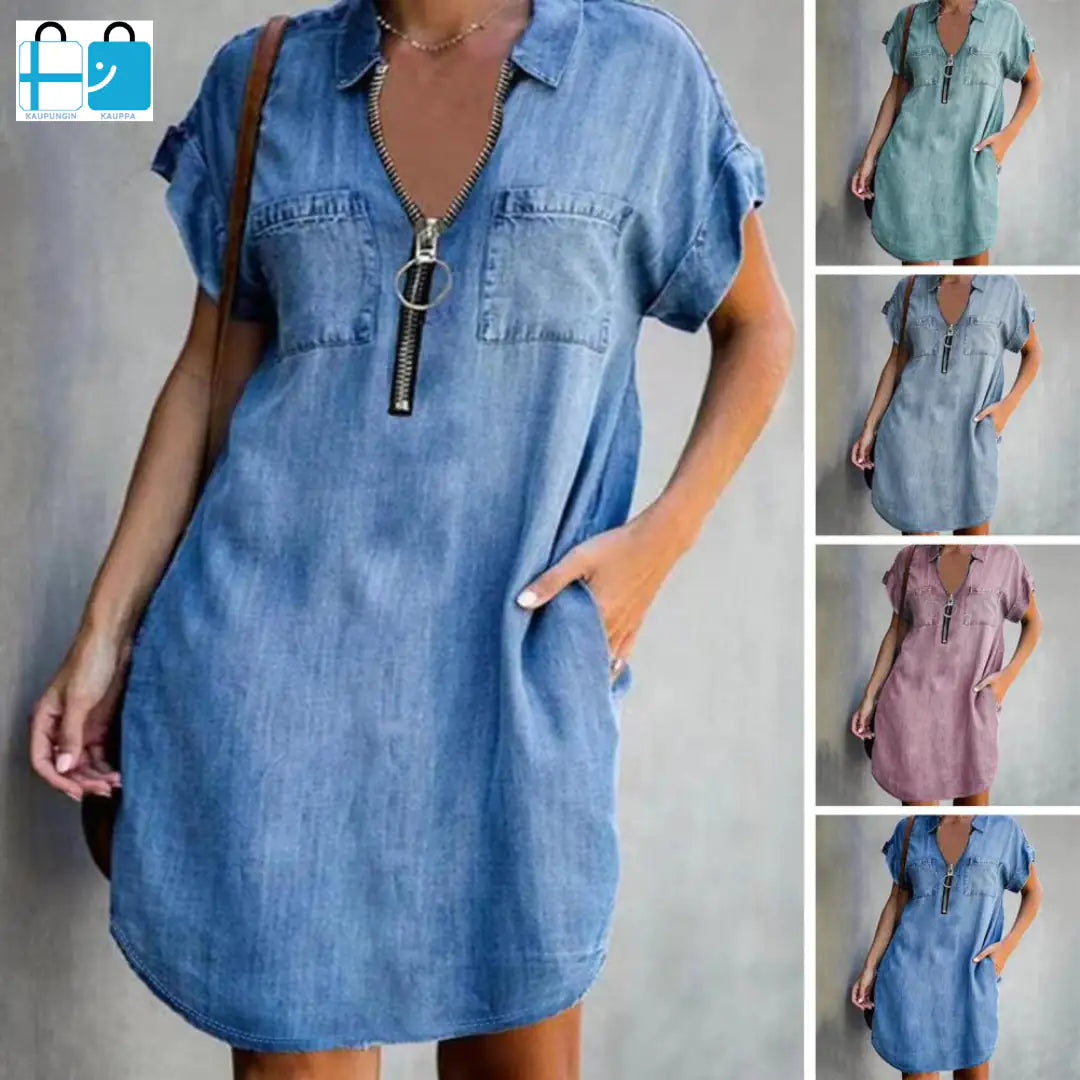 Elvira® Zip-Up Denim Dress